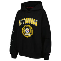 Pittsburgh Steelers Tommy Hilfiger Women's Becca Drop Shoulder Pullover Hoodie Black