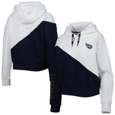 Tennessee Titans DKNY Sport Women's Bobbi Color Blocked Pullover Hoodie White/Navy