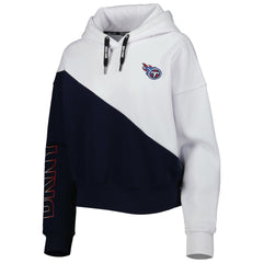 Tennessee Titans DKNY Sport Women's Bobbi Color Blocked Pullover Hoodie White/Navy