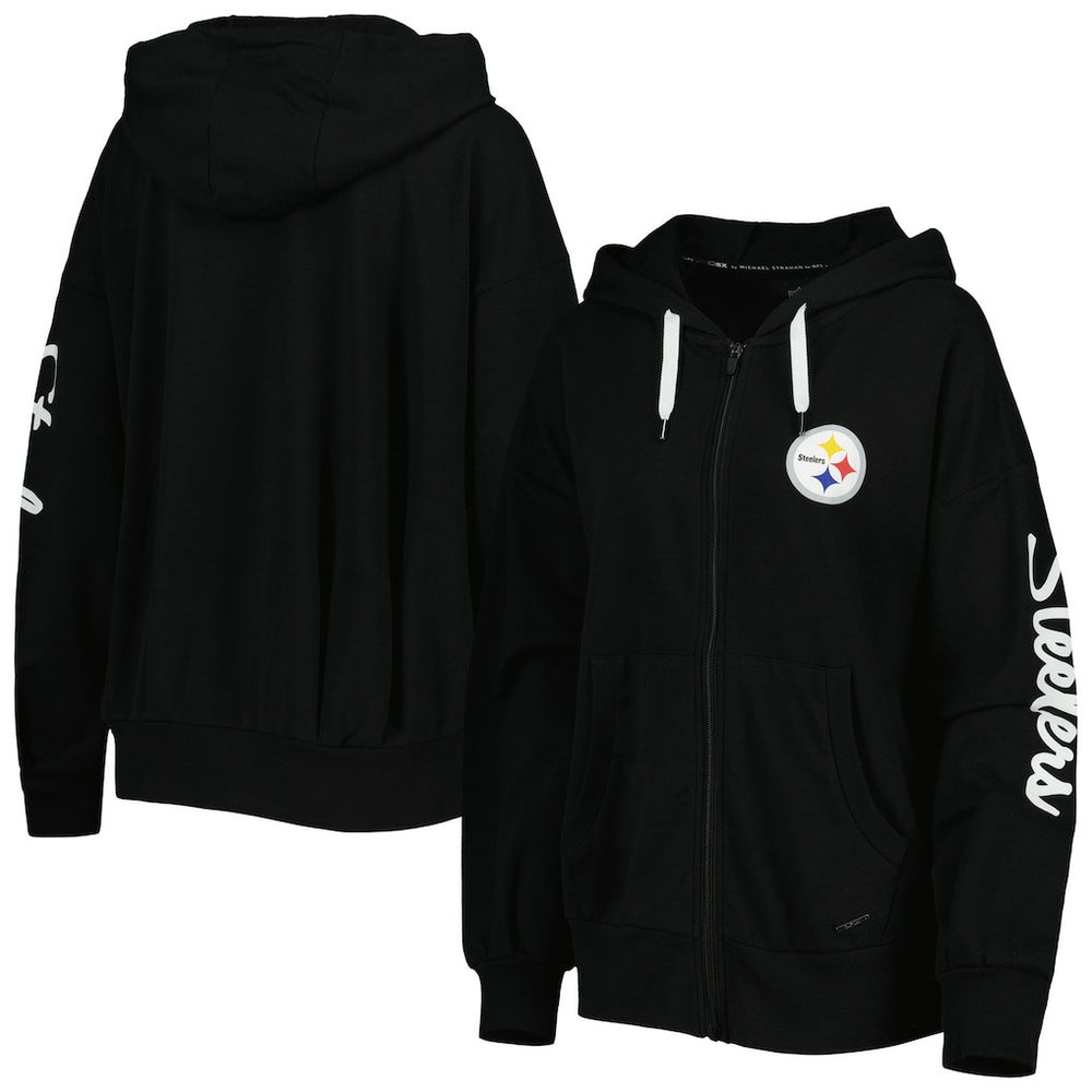 Pittsburgh Steelers MSX by Michael Strahan Women's Emerson Lightweight Full-Zip Hoodie Black