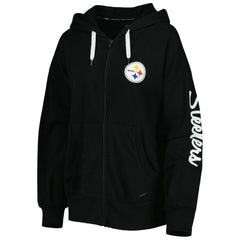 Pittsburgh Steelers MSX by Michael Strahan Women's Emerson Lightweight Full-Zip Hoodie Black