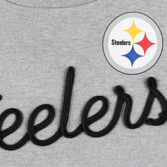 Pittsburgh Steelers Touch Women's Outfield Deep V-Back Waist Length Pullover Sweatshirt Heather Gray/Black