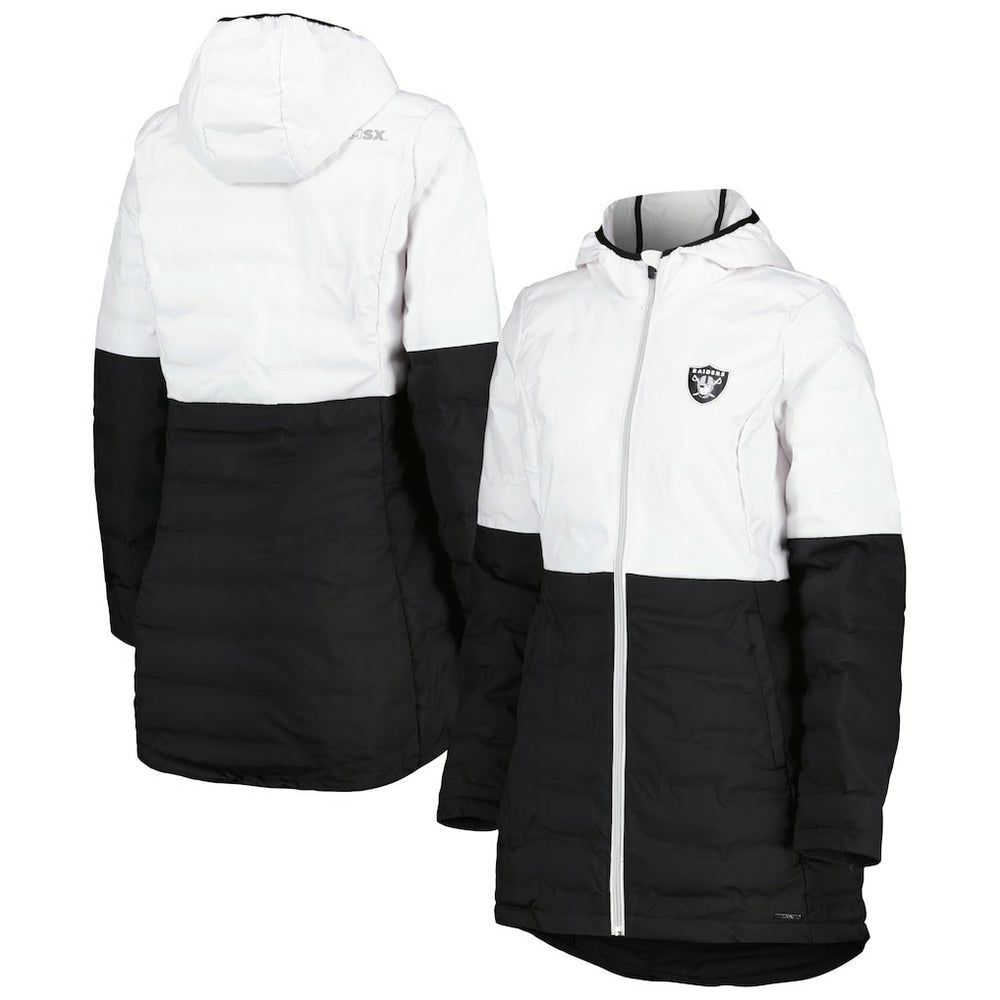Las Vegas Raiders MSX by Michael Strahan Women's Willow Quilted Hoodie Full-Zip Jacket White/Black