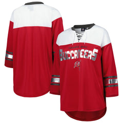 Tampa Bay Buccaneers G-III 4Her by Carl Banks Women's Double Team 3/4-Sleeve Lace-Up T-Shirt Red/White