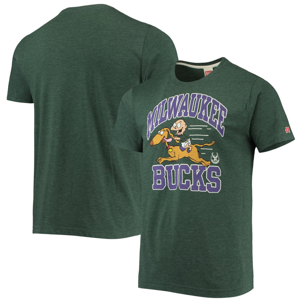 Milwaukee Bucks Homage NBA x Rugrats Tri-Blend T-Shirt Hunter Green