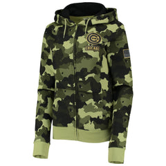 Chicago Cubs New Era Women's 2022 MLB Armed Forces Day Camo Full-Zip Hoodie - Green Hoodies