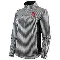 St. Louis Cardinals Tommy Bahama Women's Aubrey Stripe Block IslandZone Half-Zip Jacket - Black Jackets