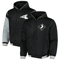 Chicago White Sox JH Design Reversible Fleece Full-Snap Hoodie Jacket - Black Jackets