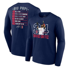 David Ortiz Boston Red Sox Fanatics Stats Resume Long Sleeve T-Shirt - Navy T-shirts