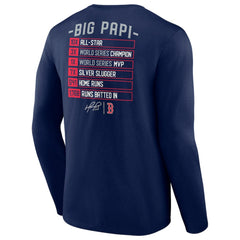 David Ortiz Boston Red Sox Fanatics Stats Resume Long Sleeve T-Shirt - Navy T-shirts