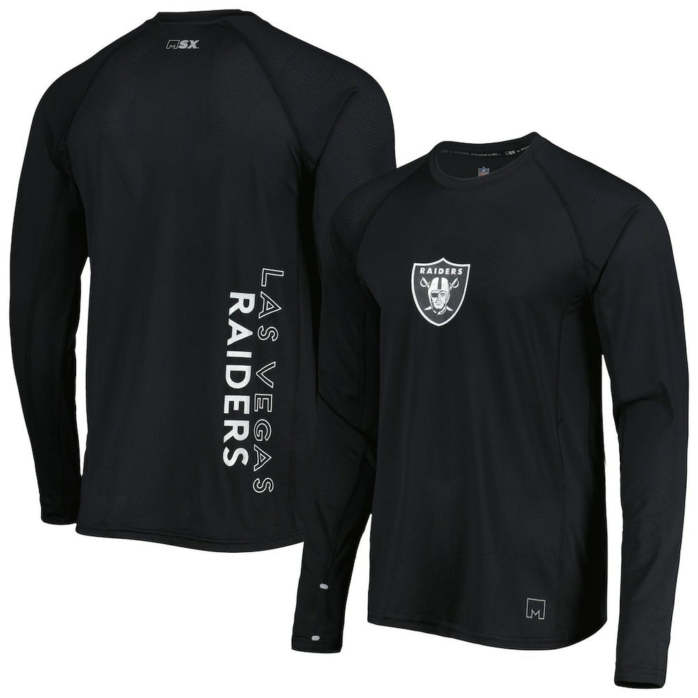 Las Vegas Raiders MSX by Michael Strahan Interval Long Sleeve Raglan T-Shirt Black