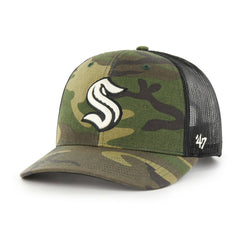NHL Seattle Kraken '47 Trucker Snapback Hat - Camo/Black
