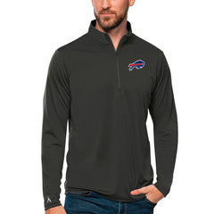 Buffalo Bills Antigua Tribute Quarter-Zip Lightweight Pullover Top Charcoal