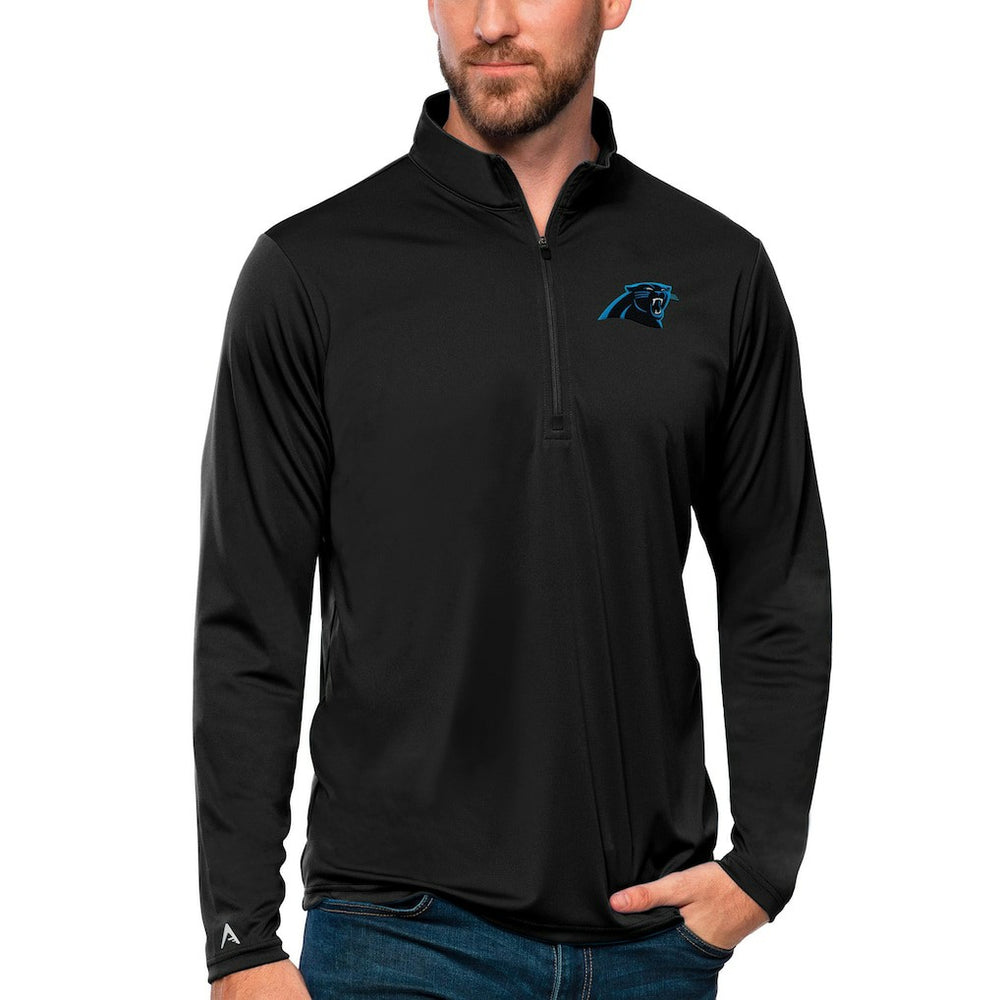 Carolina Panthers Antigua Tribute Quarter-Zip Lightweight Pullover Top Black