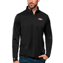 Denver Broncos Antigua Tribute Quarter-Zip Lightweight Pullover Top Black