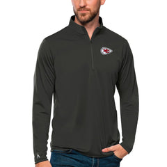 Kansas City Chiefs Antigua Tribute Quarter-Zip Lightweight Pullover Top Charcoal