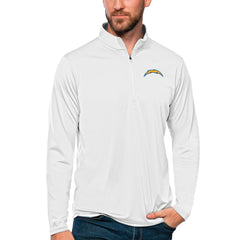 Los Angeles Chargers Antigua Tribute Quarter-Zip Lightweight Pullover Top White