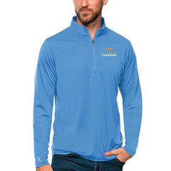 Los Angeles Chargers Antigua Tribute Quarter-Zip Lightweight Pullover Top Powder Blue