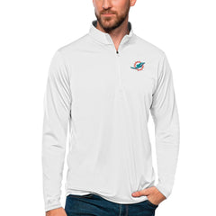 Miami Dolphins Antigua Tribute Quarter-Zip Lightweight Pullover Top White