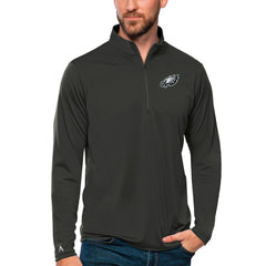 Philadelphia Eagles Antigua Tribute Quarter-Zip Lightweight Pullover Top Charcoal