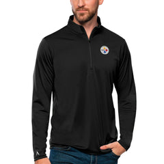 Pittsburgh Steelers Antigua Tribute Quarter-Zip Lightweight Pullover Top Black