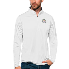 Pittsburgh Steelers Antigua Tribute Quarter-Zip Lightweight Pullover Top White