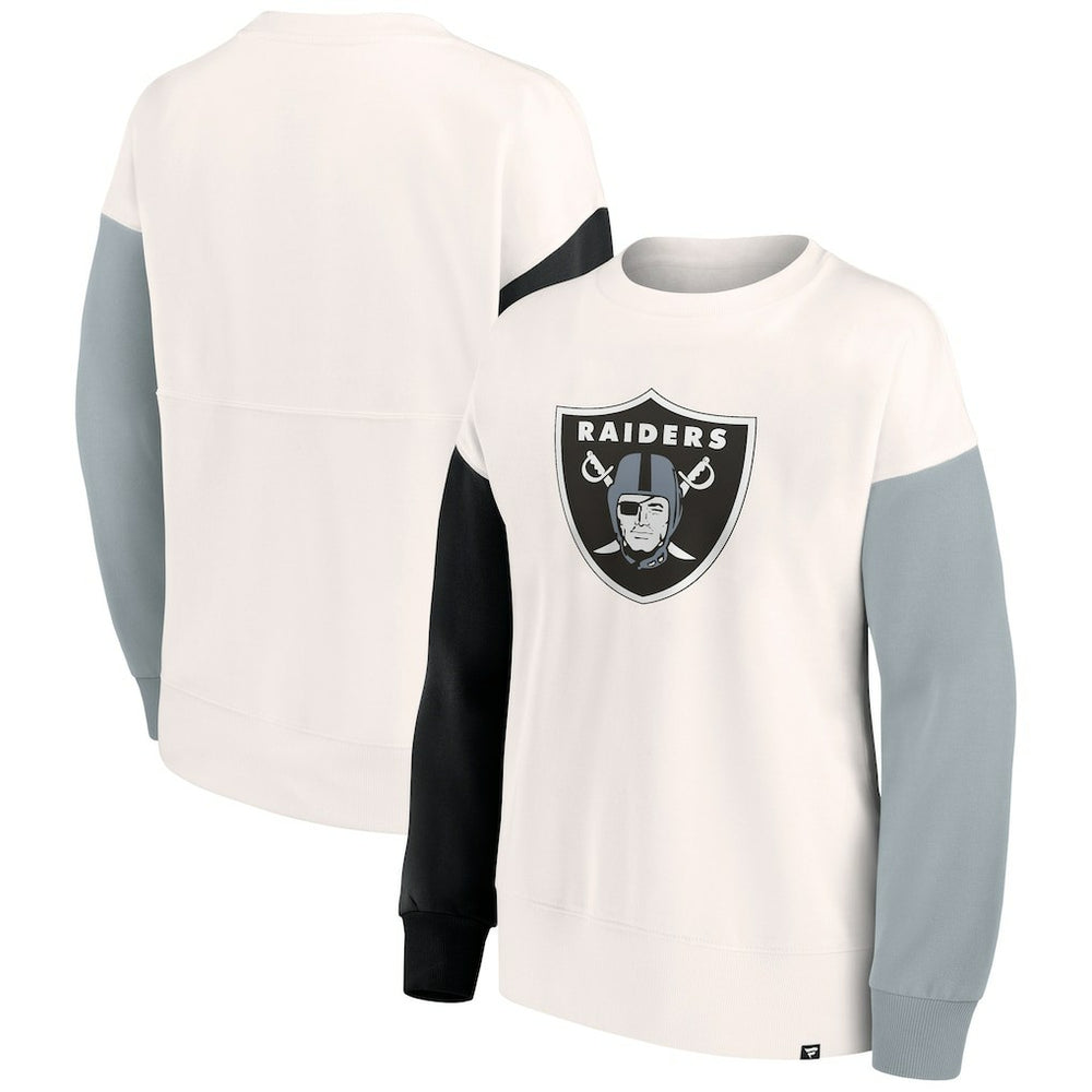 Las Vegas Raiders Women's Colorblock Primary Logo Pullover Sweatshirt White