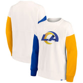 Los Angeles Rams Women's Colorblock Primary Logo Pullover Sweatshirt White