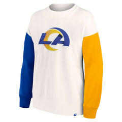 Los Angeles Rams Women's Colorblock Primary Logo Pullover Sweatshirt White
