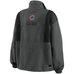 Chicago Cubs WEAR by Erin Andrews Women's Packable Half-Zip Jacket - Charcoal Jackets