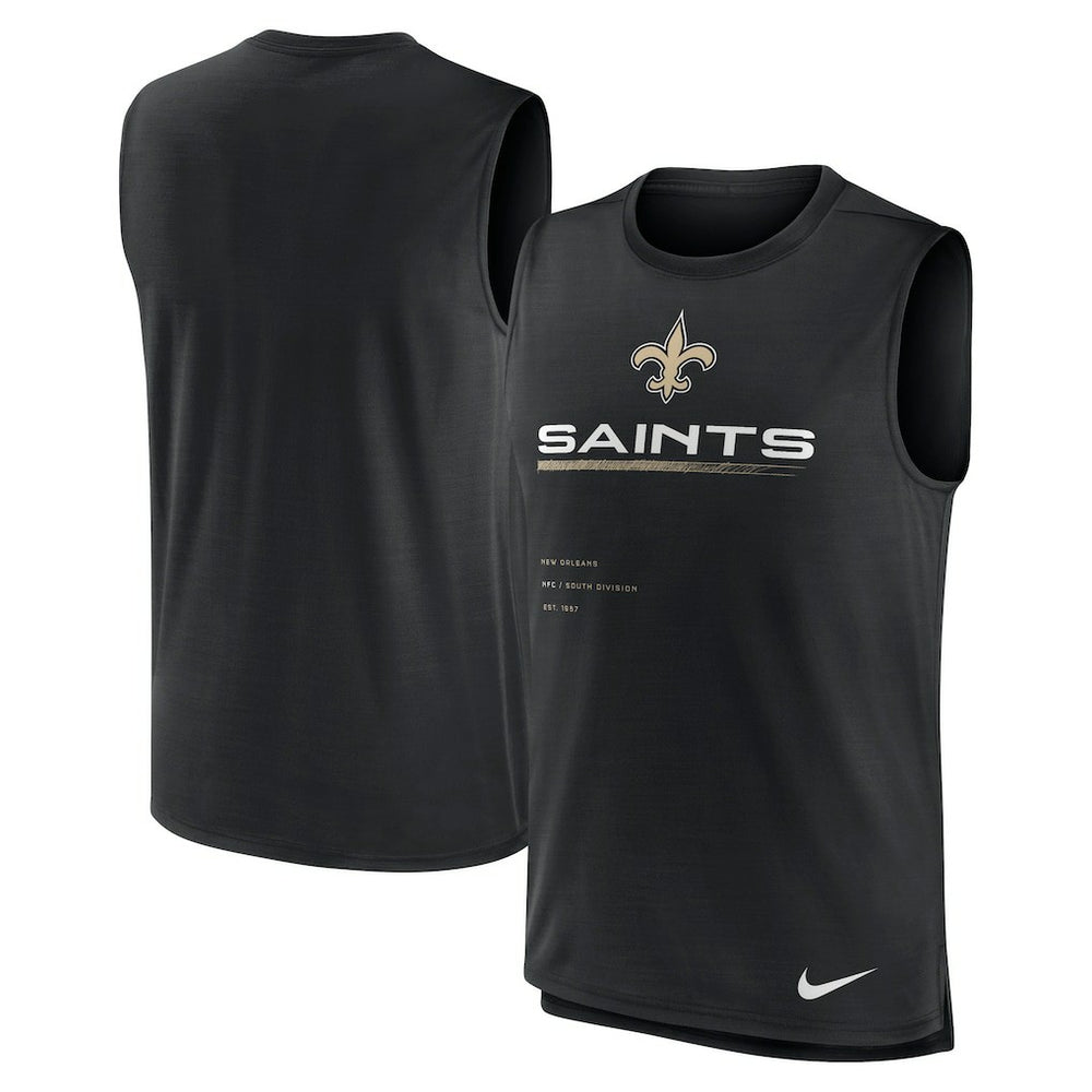 New Orleans Saints Muscle Trainer Tank Top Black