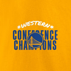 Golden State Warriors Women's 2022 Western Conference Champions Balanced Attack Roster V-Neck T-Shirt Gold