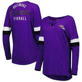 Baltimore Ravens New Era Women's Athletic Varsity Lace-Up Lightweight Long Sleeve T-Shirt Purple