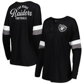 Las Vegas Raiders New Era Women's Athletic Varsity Lace-Up Lightweight Long Sleeve T-Shirt Black
