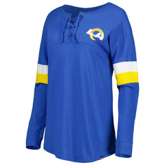 Los Angeles Rams New Era Women's Athletic Varsity Lace-Up Lightweight Long Sleeve T-Shirt Royal