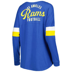Los Angeles Rams New Era Women's Athletic Varsity Lace-Up Lightweight Long Sleeve T-Shirt Royal