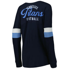Tennessee Titans New Era Women's Athletic Varsity Lace-Up Lightweight Long Sleeve T-Shirt Navy