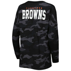 Cleveland Browns New Era Women's Camo Long Sleeve T-Shirt Black