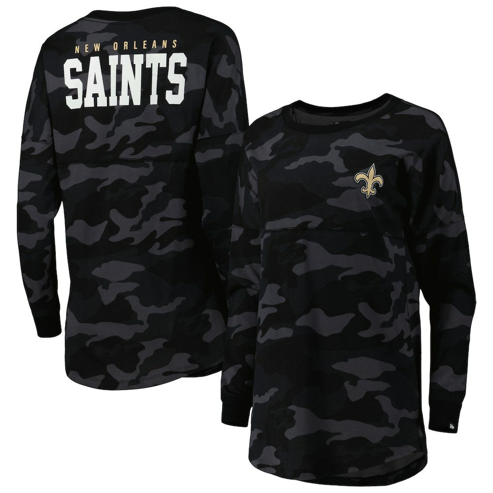 New Orleans Saints New Era Women's Camo Long Sleeve T-Shirt Black