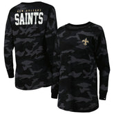 New Orleans Saints New Era Women's Camo Long Sleeve T-Shirt Black