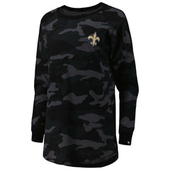 New Orleans Saints New Era Women's Camo Long Sleeve T-Shirt Black