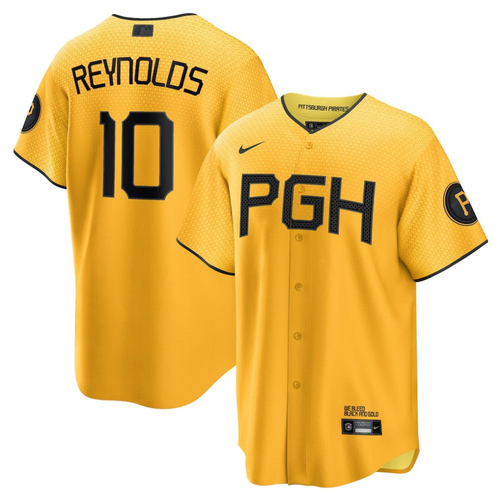 MLB Bryan Reynolds Pittsburgh Pirates Nike City Connect Replica Player Jersey - Gold