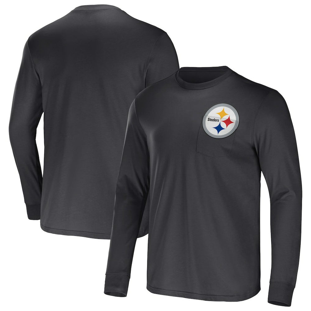 Pittsburgh Steelers NFL x Darius Rucker Collection Team Long Sleeve Pocket T-Shirt Black