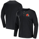 Cleveland Browns NFL x Darius Rucker Collection Slub Jersey Henley Long Sleeve T-Shirt Black