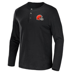 Cleveland Browns NFL x Darius Rucker Collection Slub Jersey Henley Long Sleeve T-Shirt Black