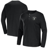 Las Vegas Raiders NFL x Darius Rucker Collection Slub Jersey Henley Long Sleeve T-Shirt Black