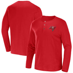 Tampa Bay Buccaneers NFL x Darius Rucker Collection Slub Jersey Henley Long Sleeve T-Shirt Red
