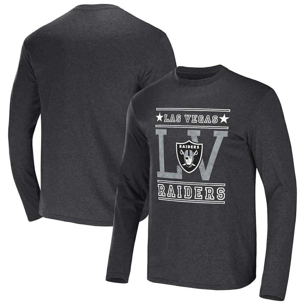 Las Vegas Raiders NFL x Darius Rucker Collection Long Sleeve T-Shirt Heathered Charcoal