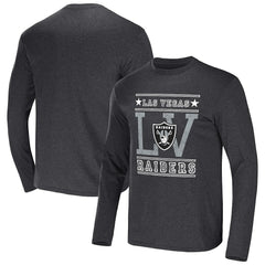 Las Vegas Raiders NFL x Darius Rucker Collection Long Sleeve T-Shirt Heathered Charcoal