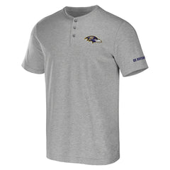 Baltimore Ravens NFL x Darius Rucker Collection Henley T-Shirt Heather Gray